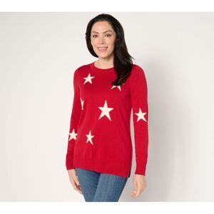 Belle by Kim Gravel Women's Top Sweater Sz XS Star Power Red A673748